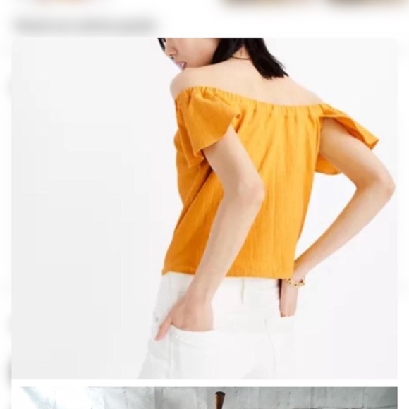 MADEWELL Off-Shoulder Button-Front Women's Top in Mustard - Picture 2 of 7